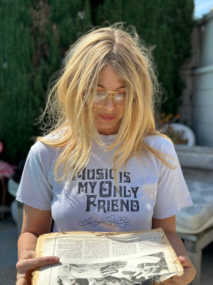 
                  
                    Music is My Only friend tee in pale blue
                  
                