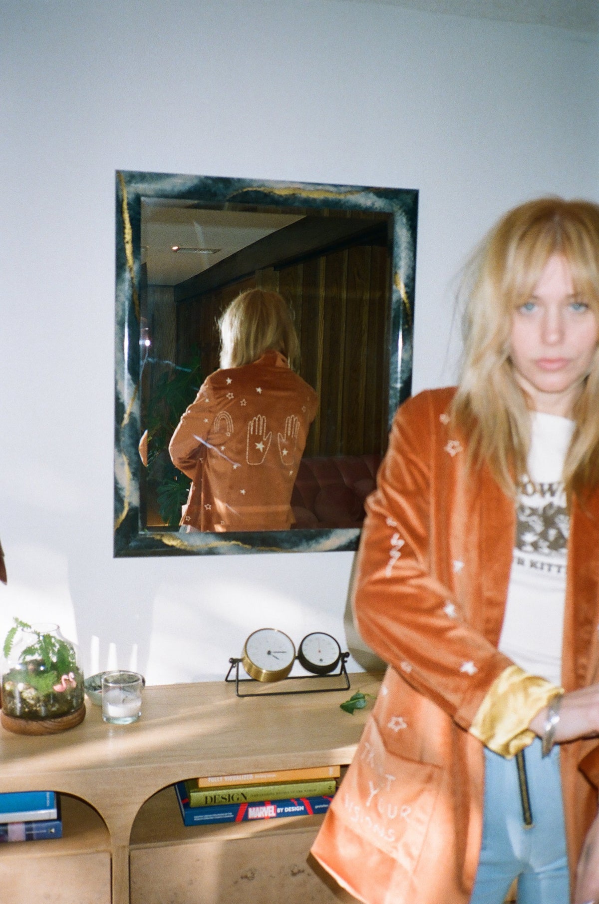 cosmic velvet jacket in rust