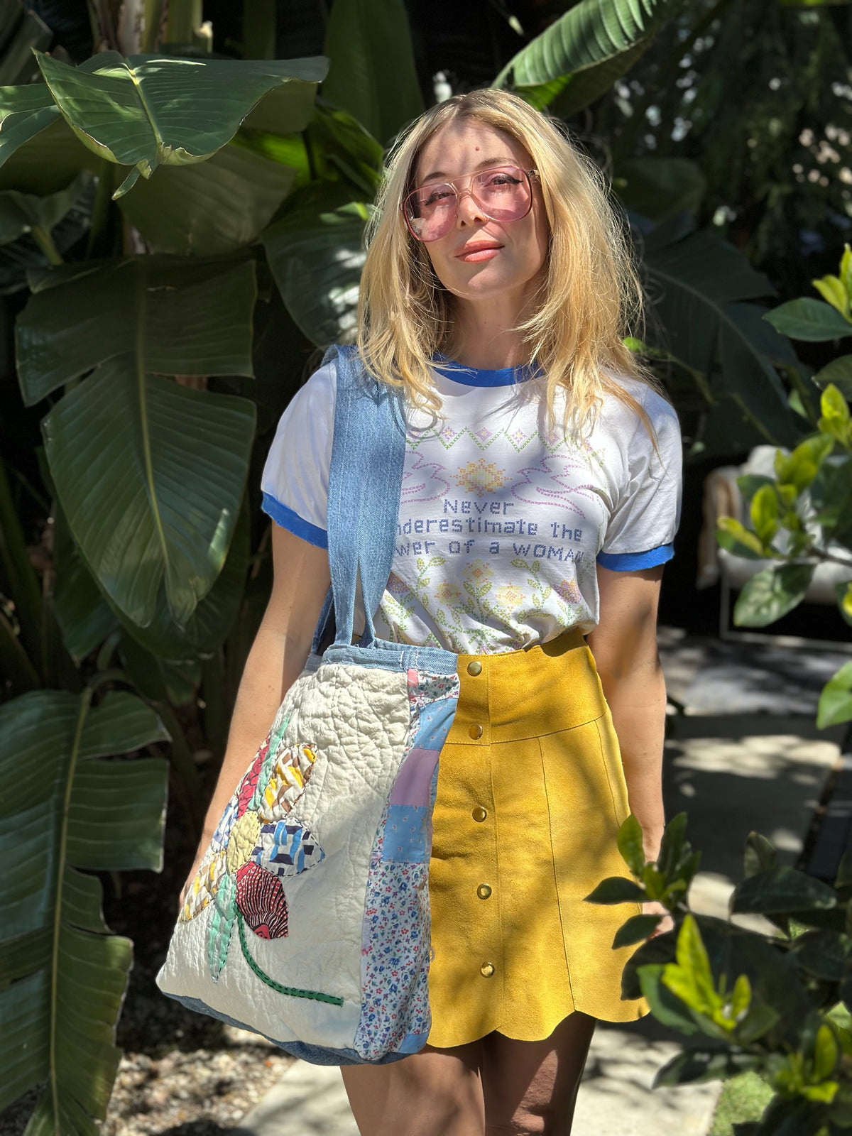Marcia Suede Petal Skirt in Mustard