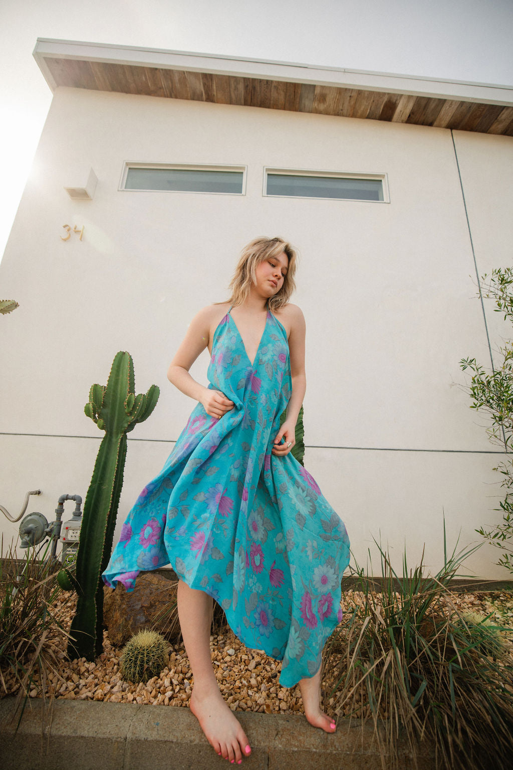 Sun Child Classic Silk Dress - Petal