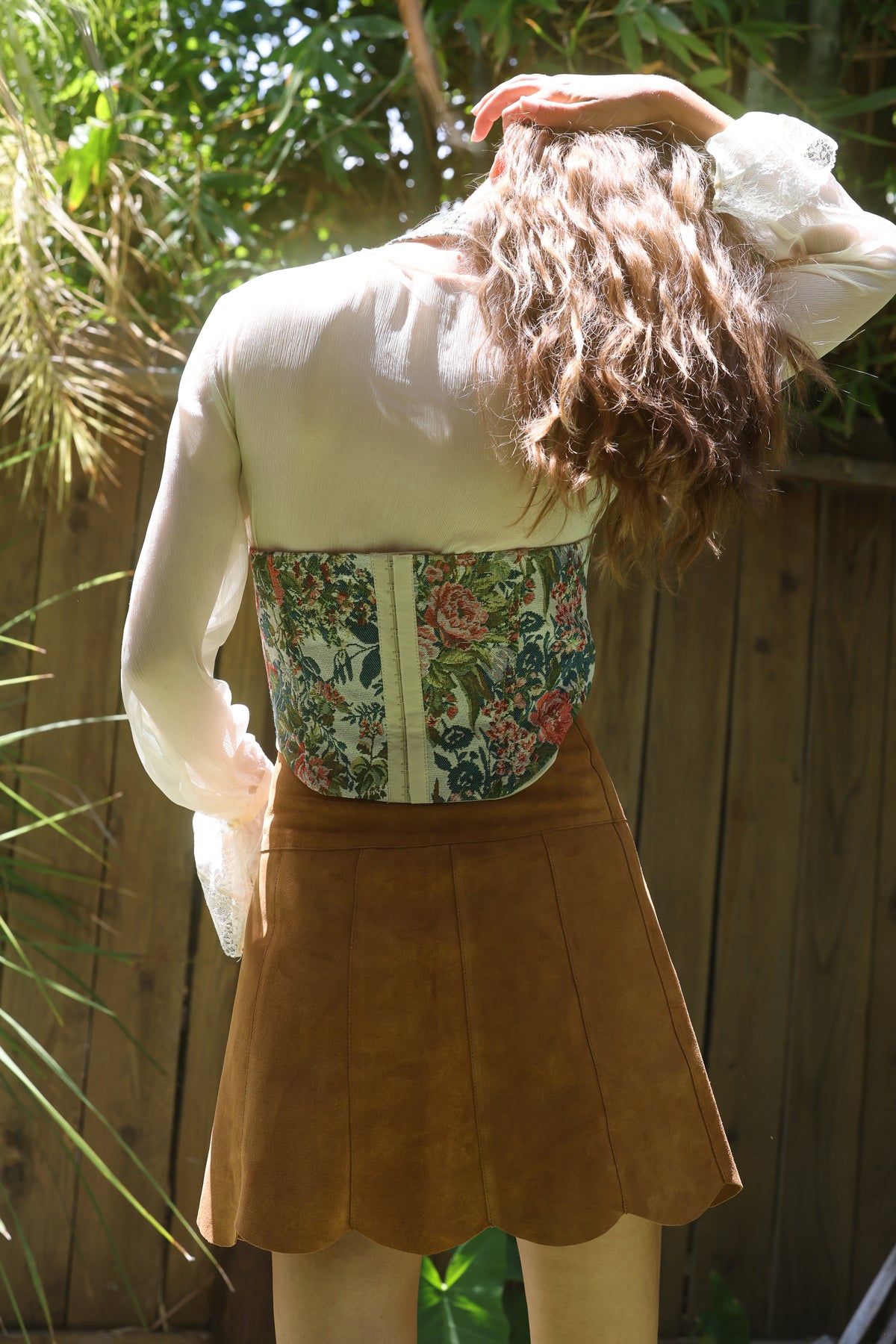 Marcia Suede Petal Skirt in Peanut