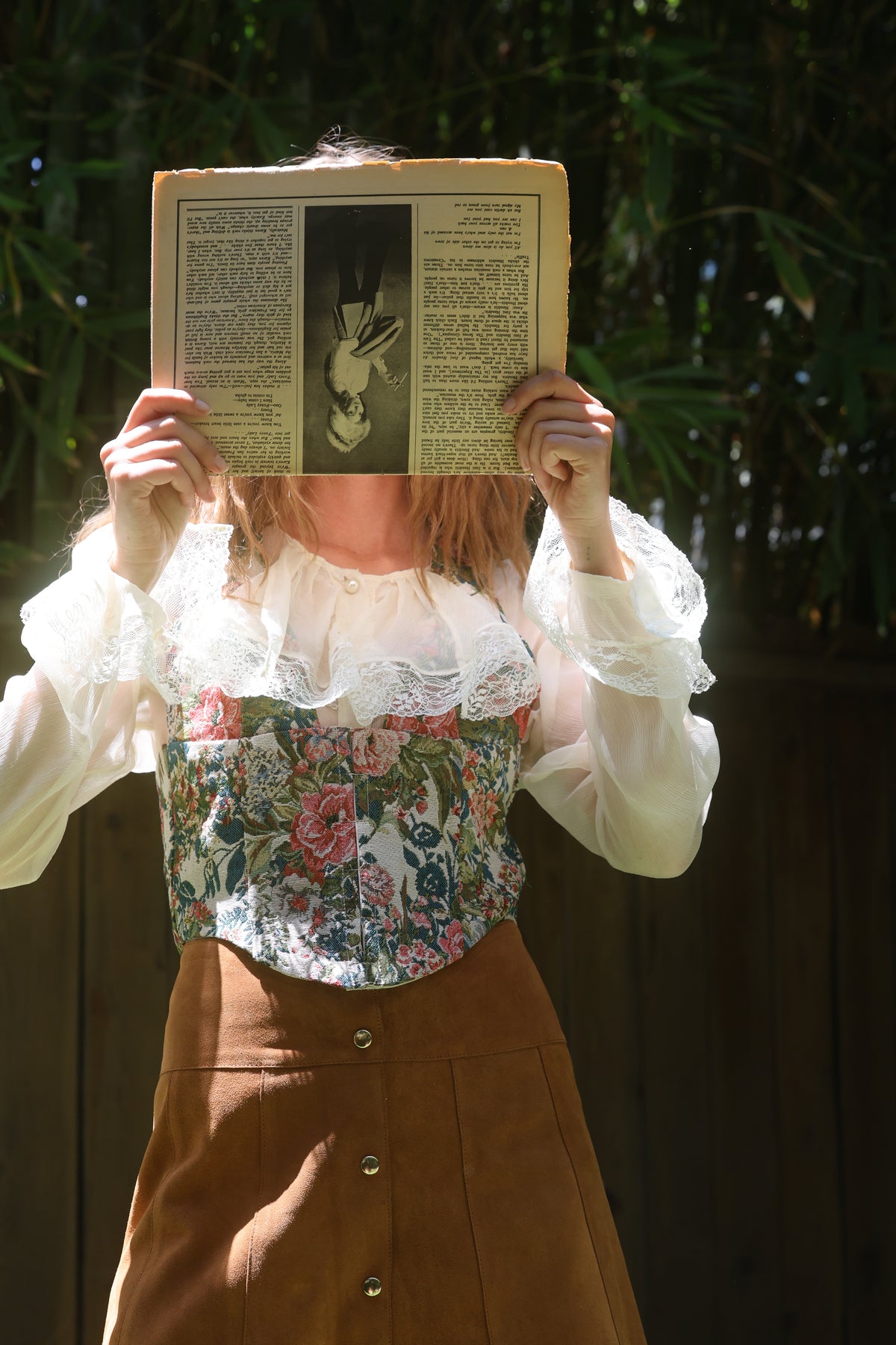 Marcia Suede Petal Skirt in Peanut