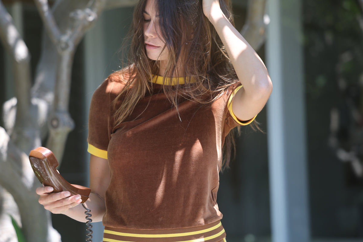 Rollerway velour ringer in brown