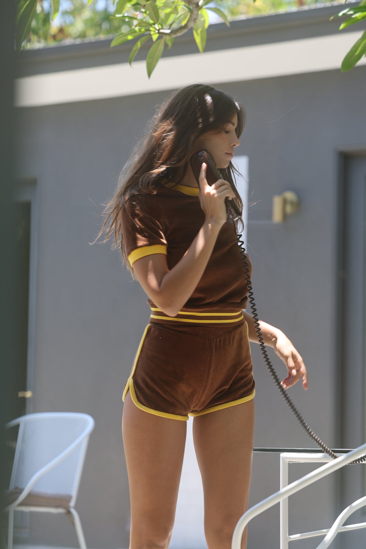 Rollerway velour ringer in brown