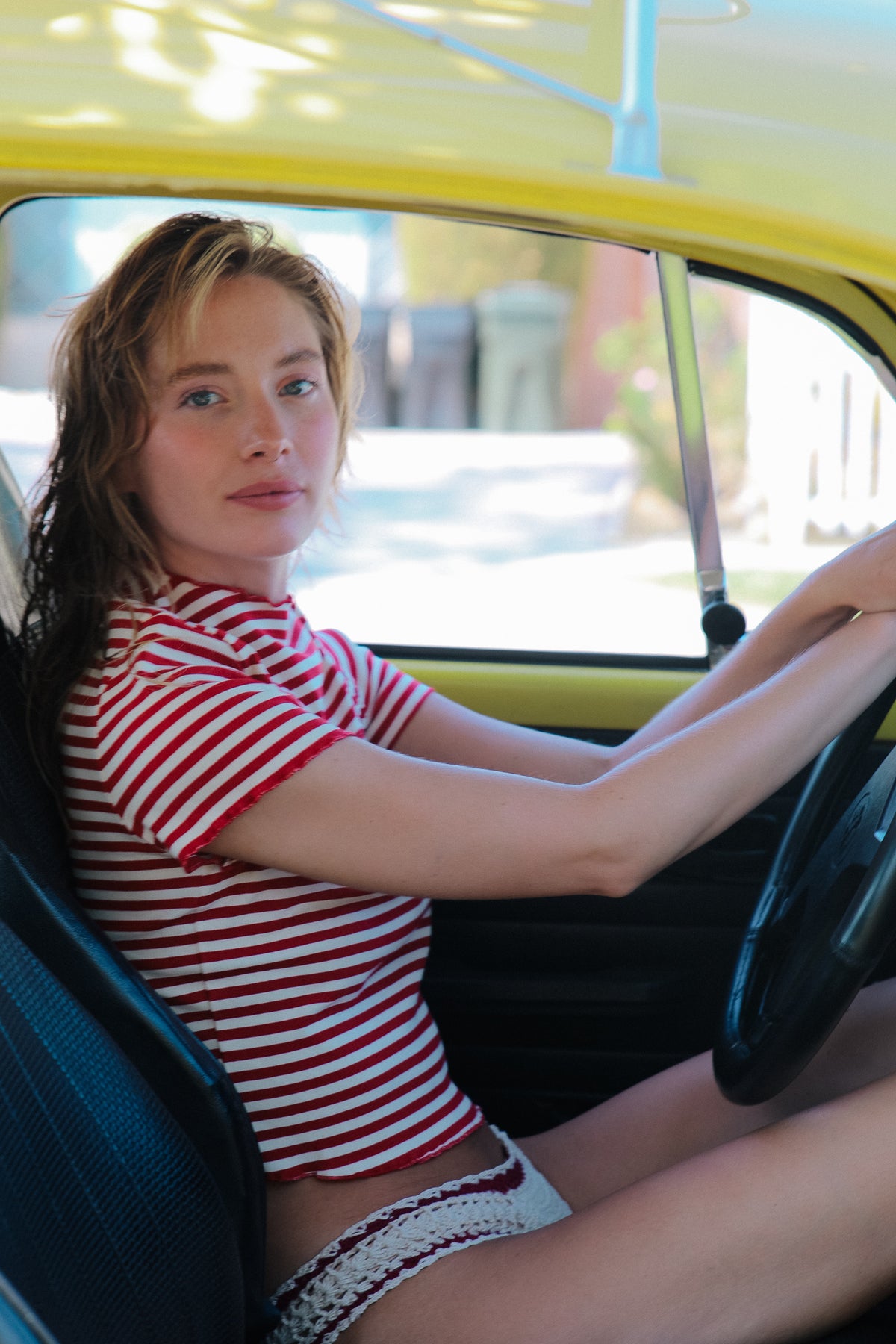 Bardot Striped Tee In Red