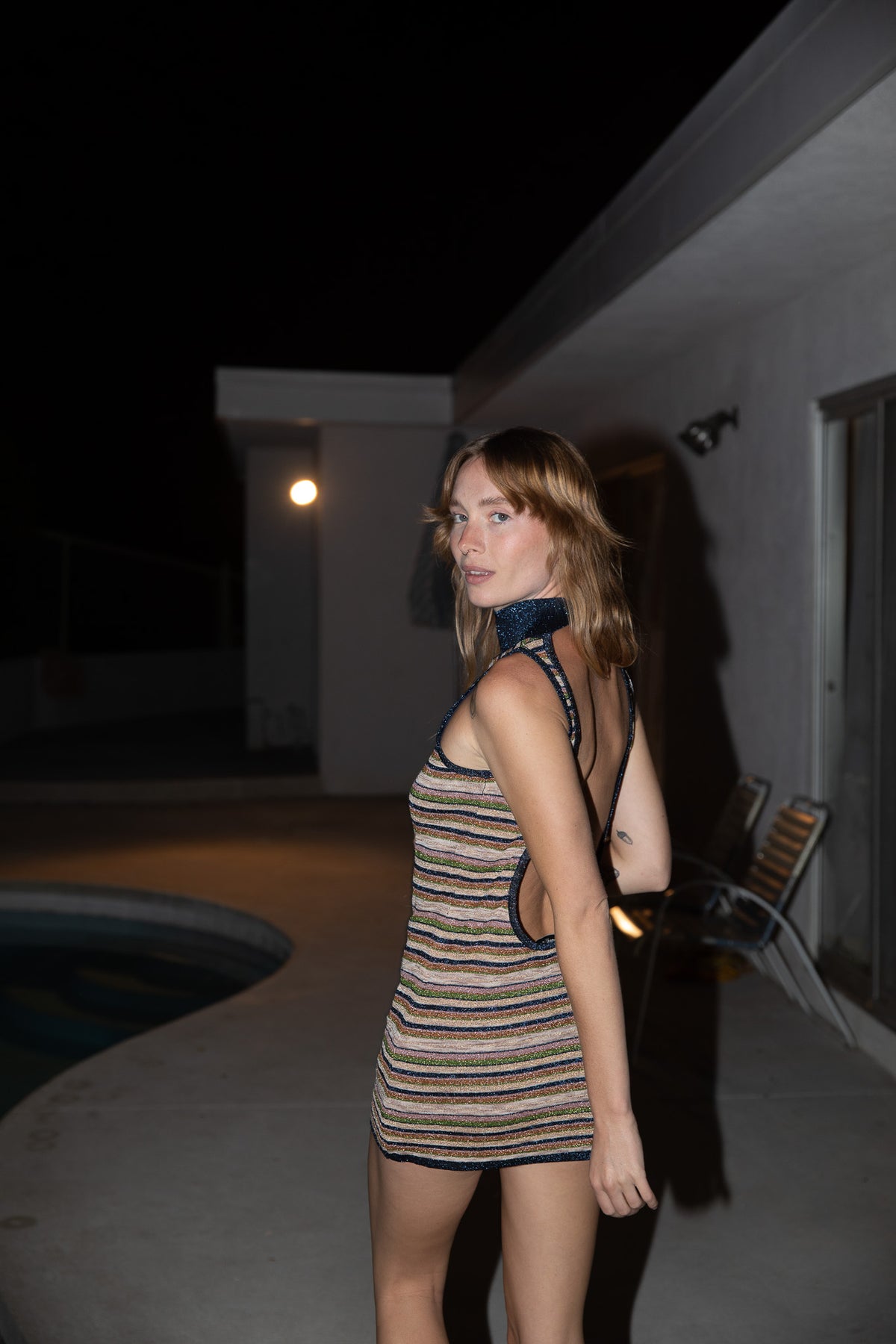 vanessa lurex scoop back mini