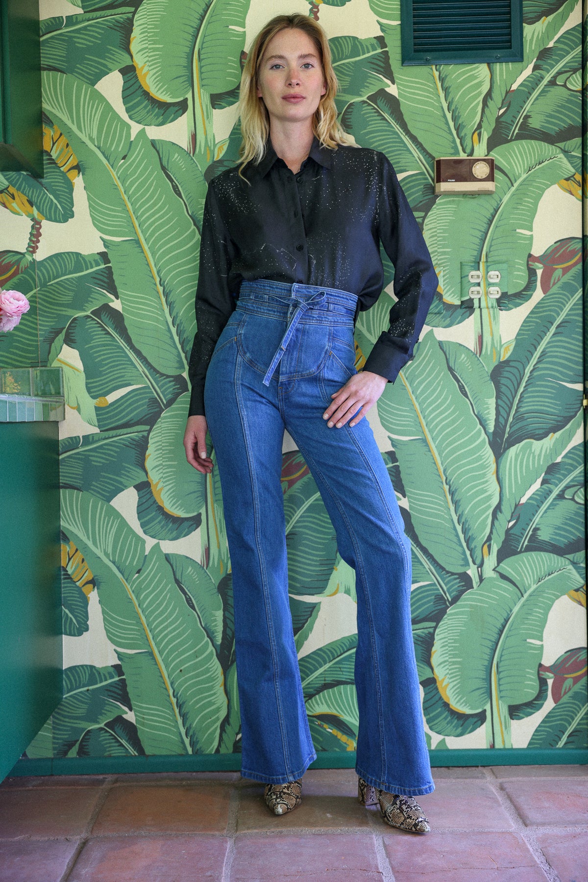 Rainbow Cowboy silk top