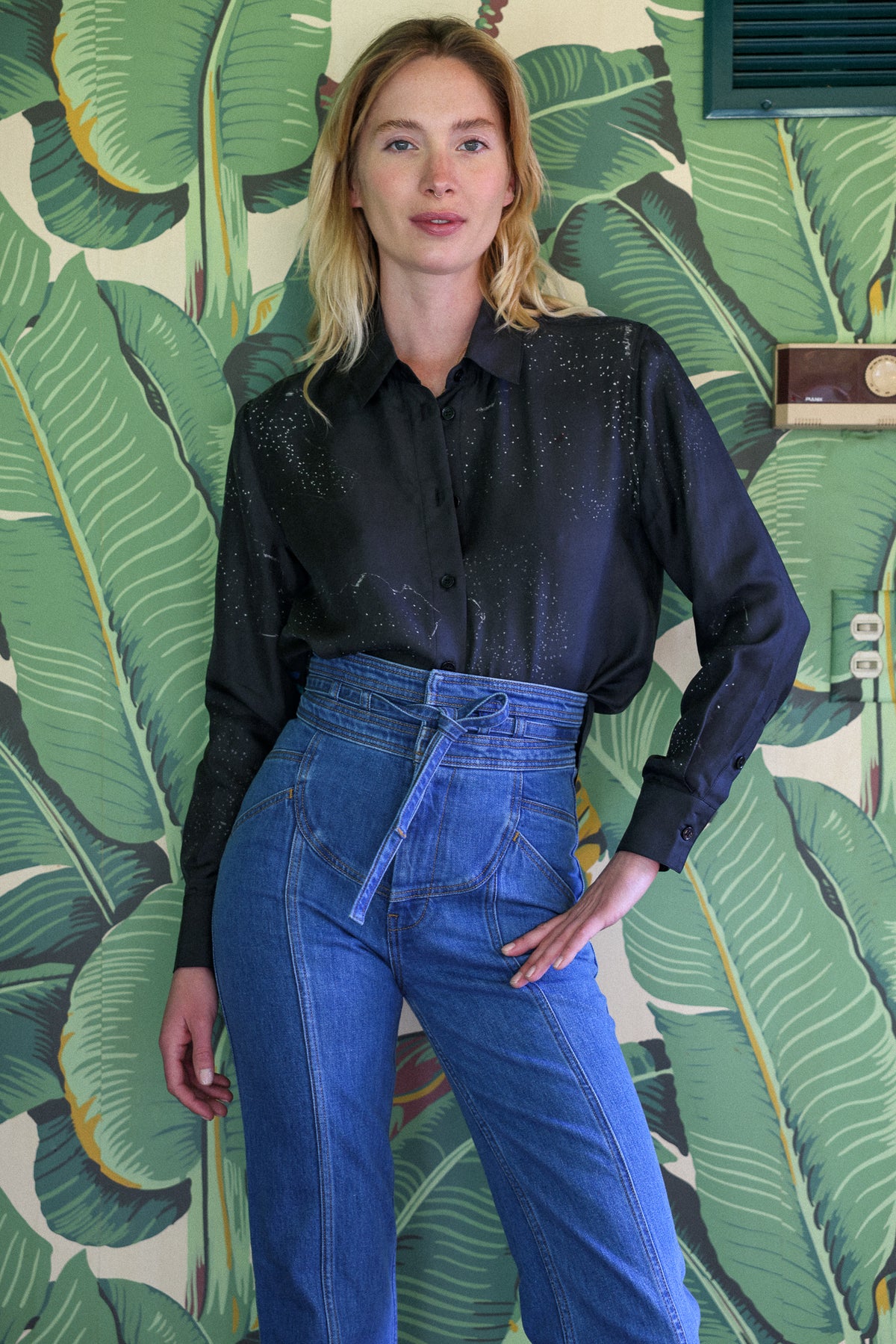 Rainbow Cowboy silk top