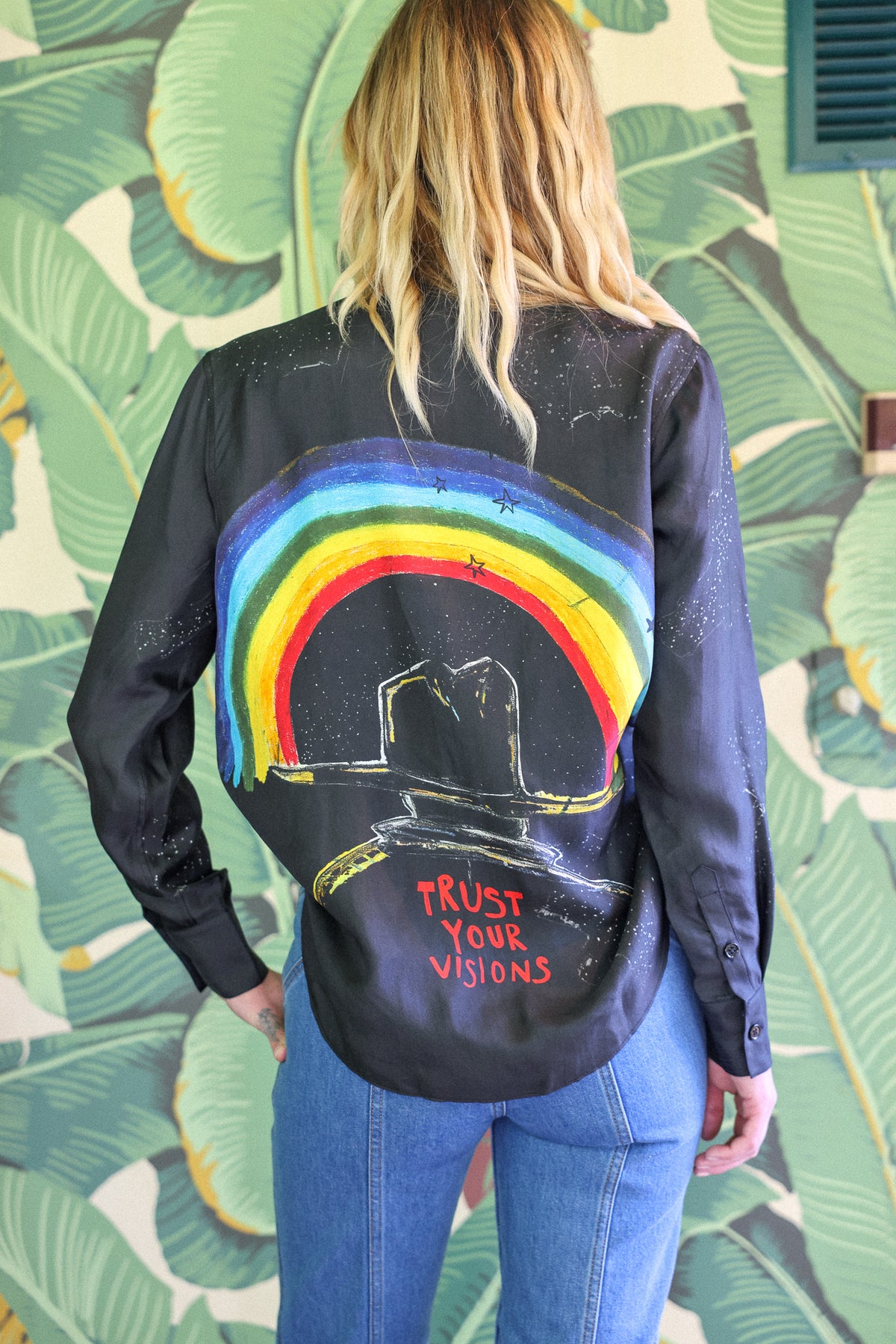 Rainbow Cowboy silk top