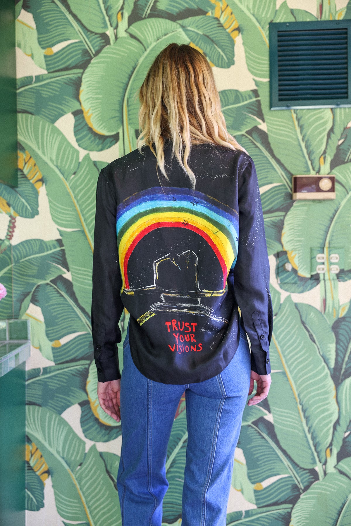 Rainbow Cowboy silk top