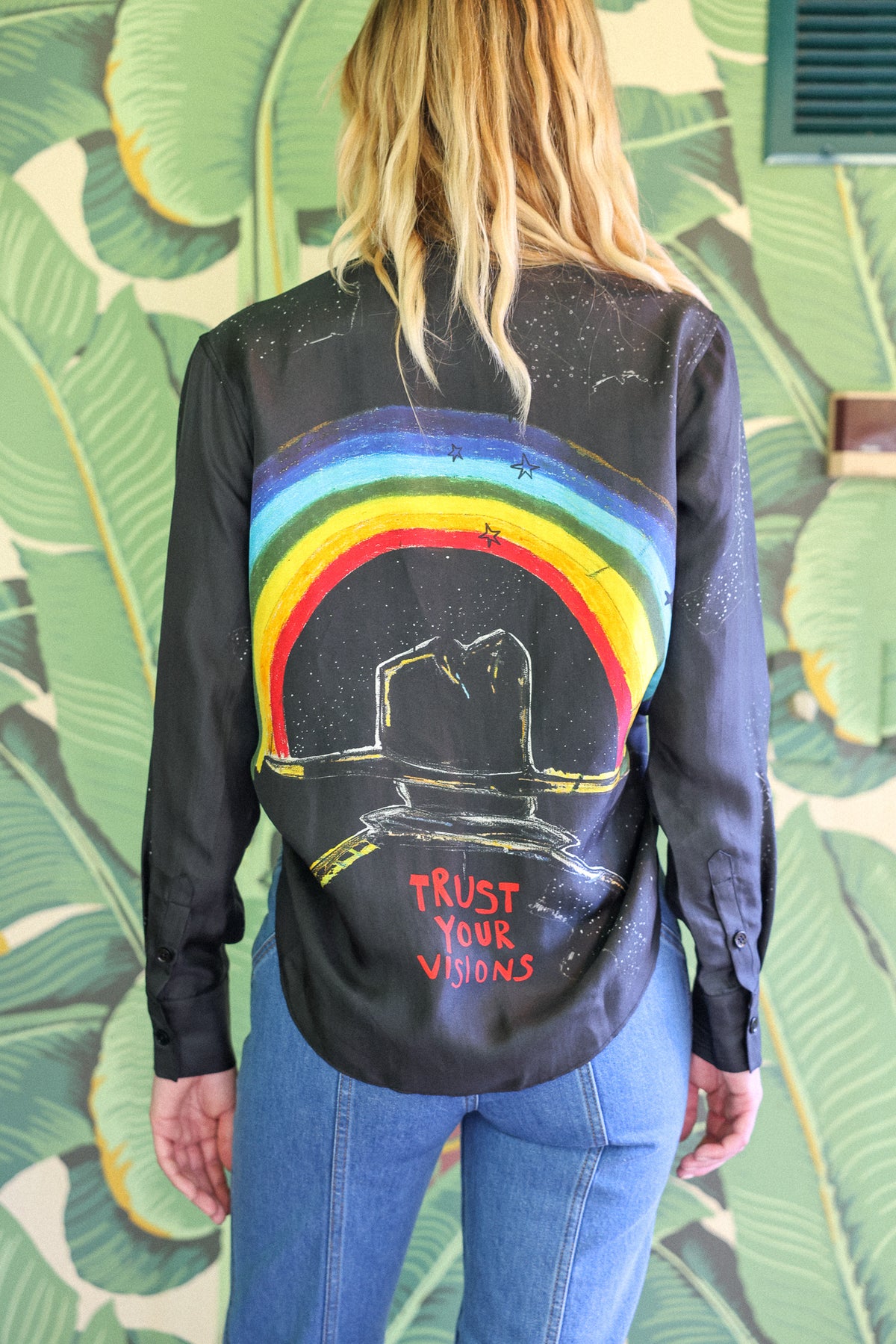 Rainbow Cowboy silk top