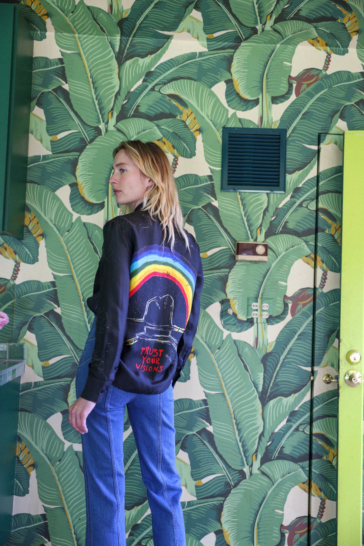 Rainbow Cowboy silk top