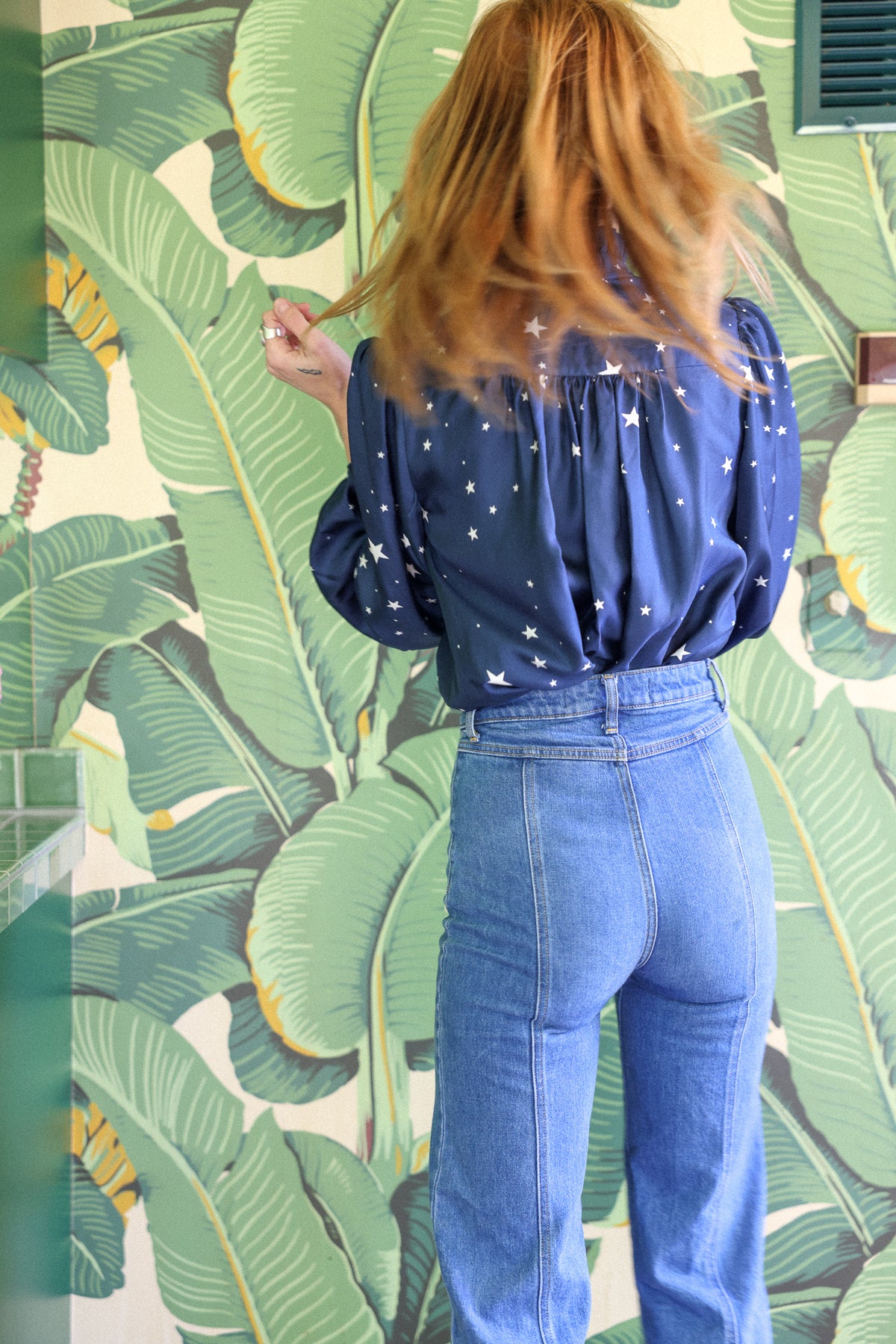 Brigitte silk top in navy