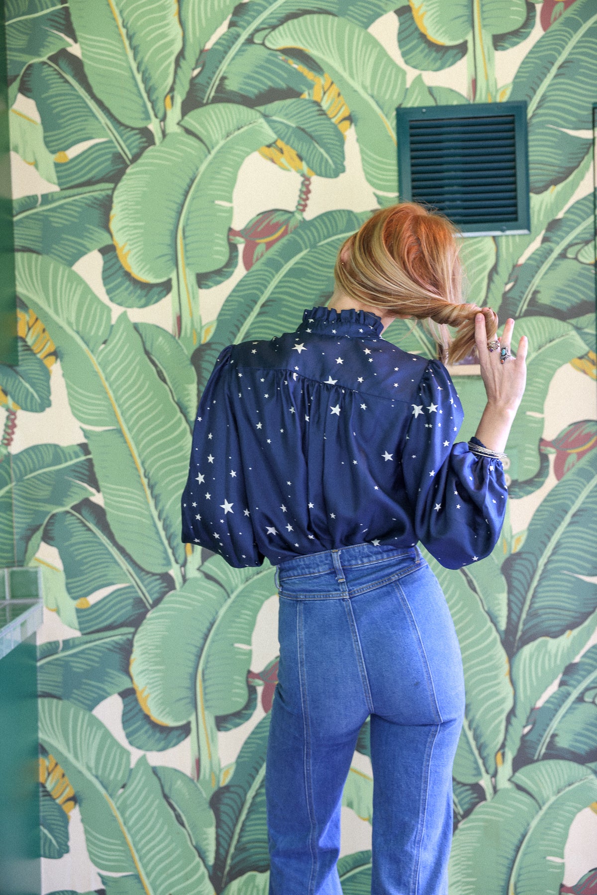 Brigitte silk top in navy