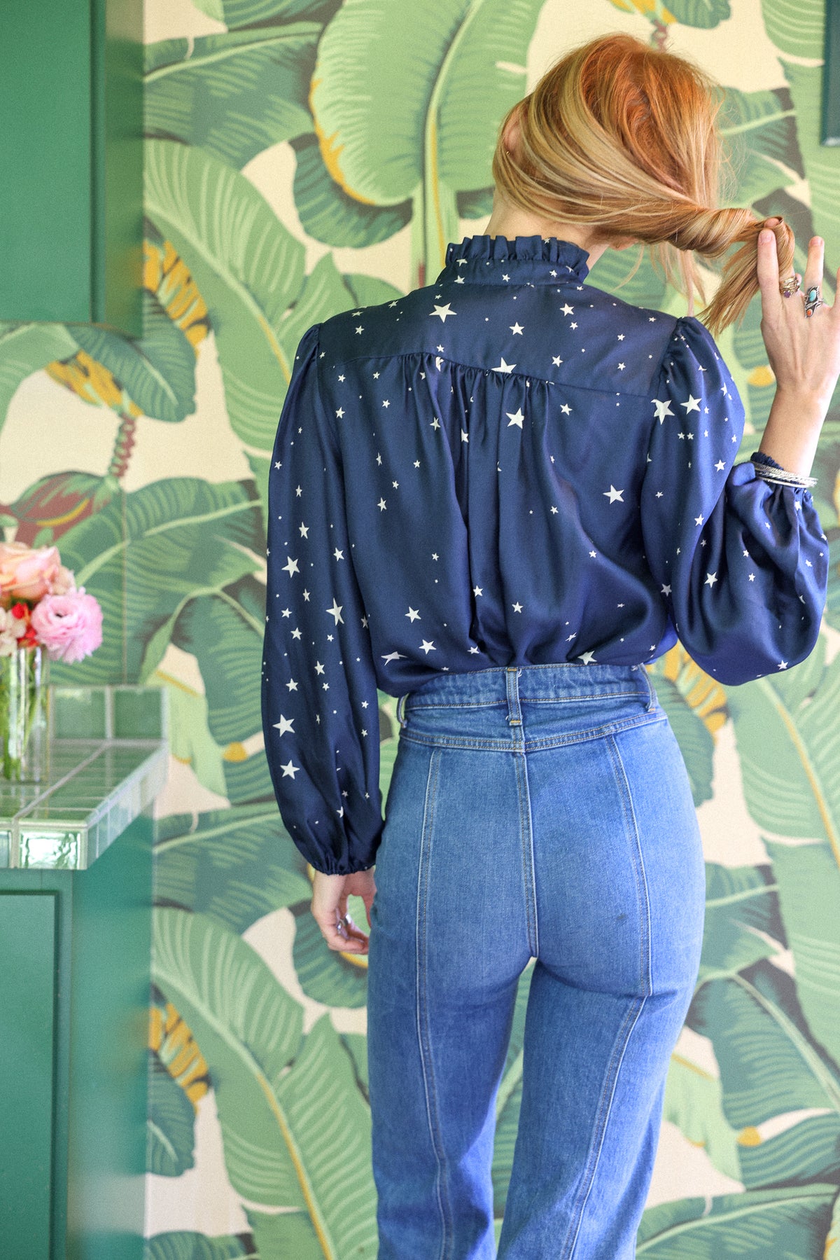Brigitte silk top in navy