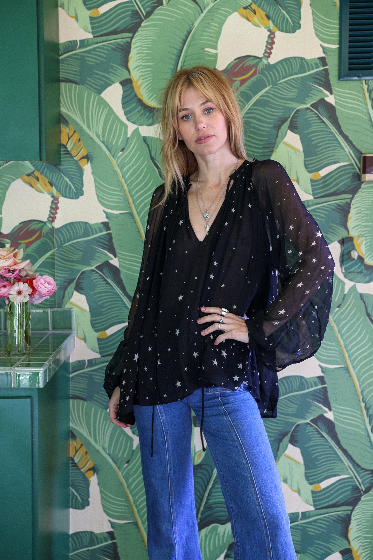 Morrison top in black chiffon