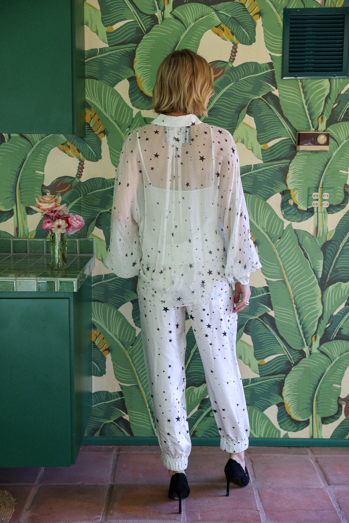 Stones silk top white stardust FINAL SALE