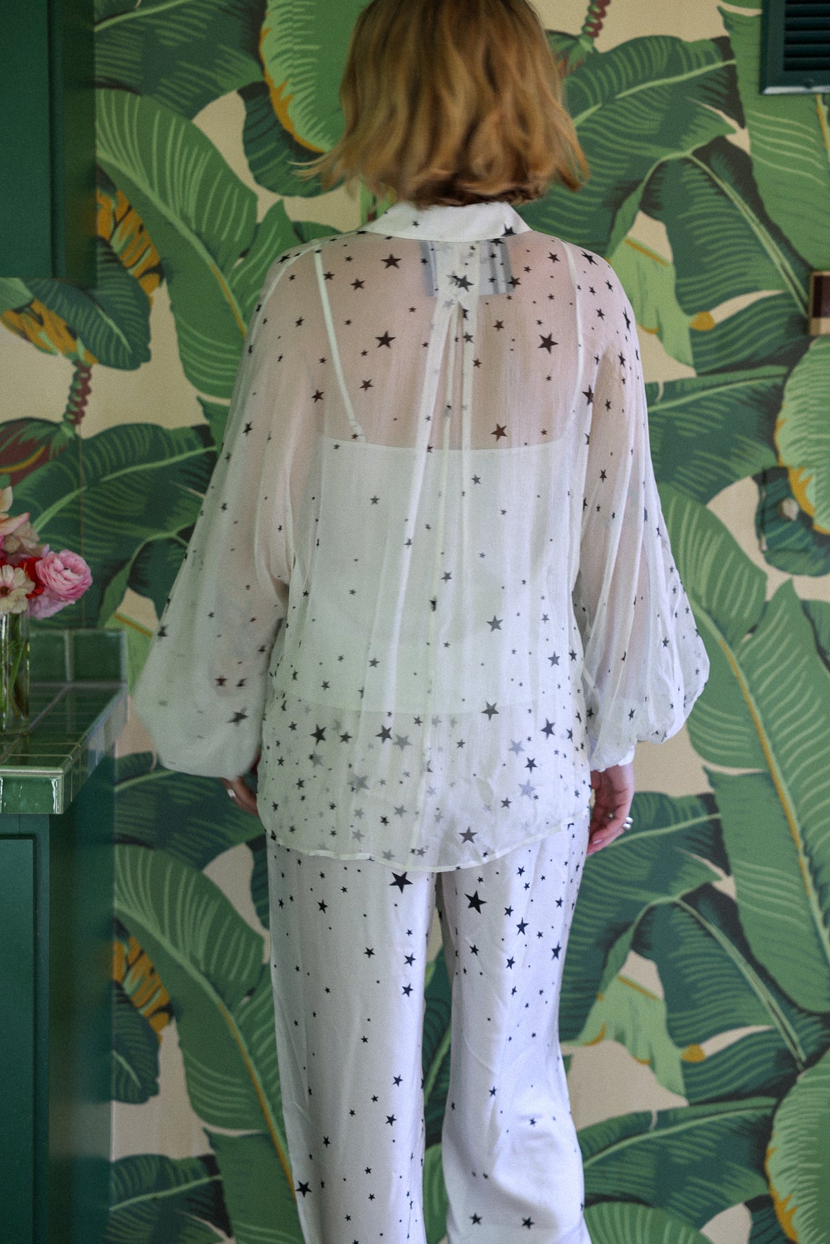 Stones silk top white stardust FINAL SALE