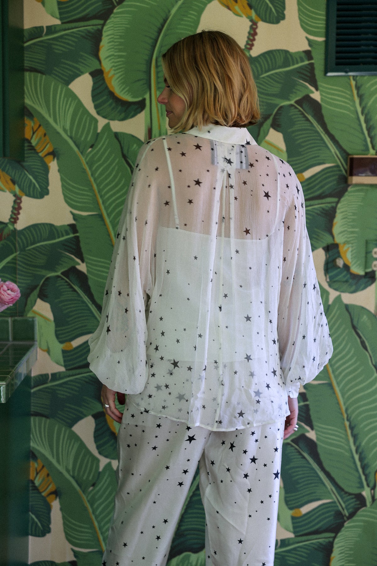 Stones silk top white stardust FINAL SALE