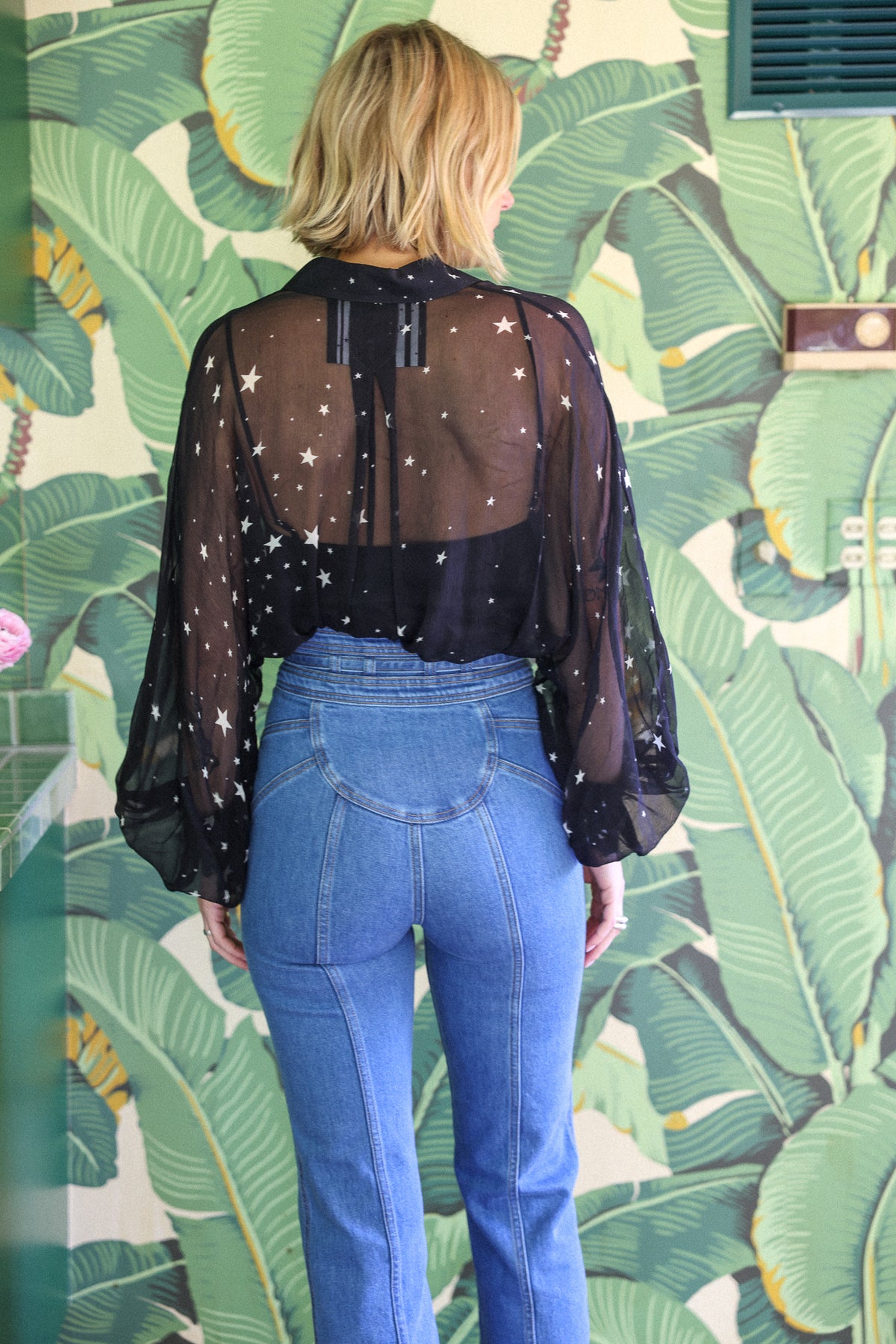 Stones silk top in black