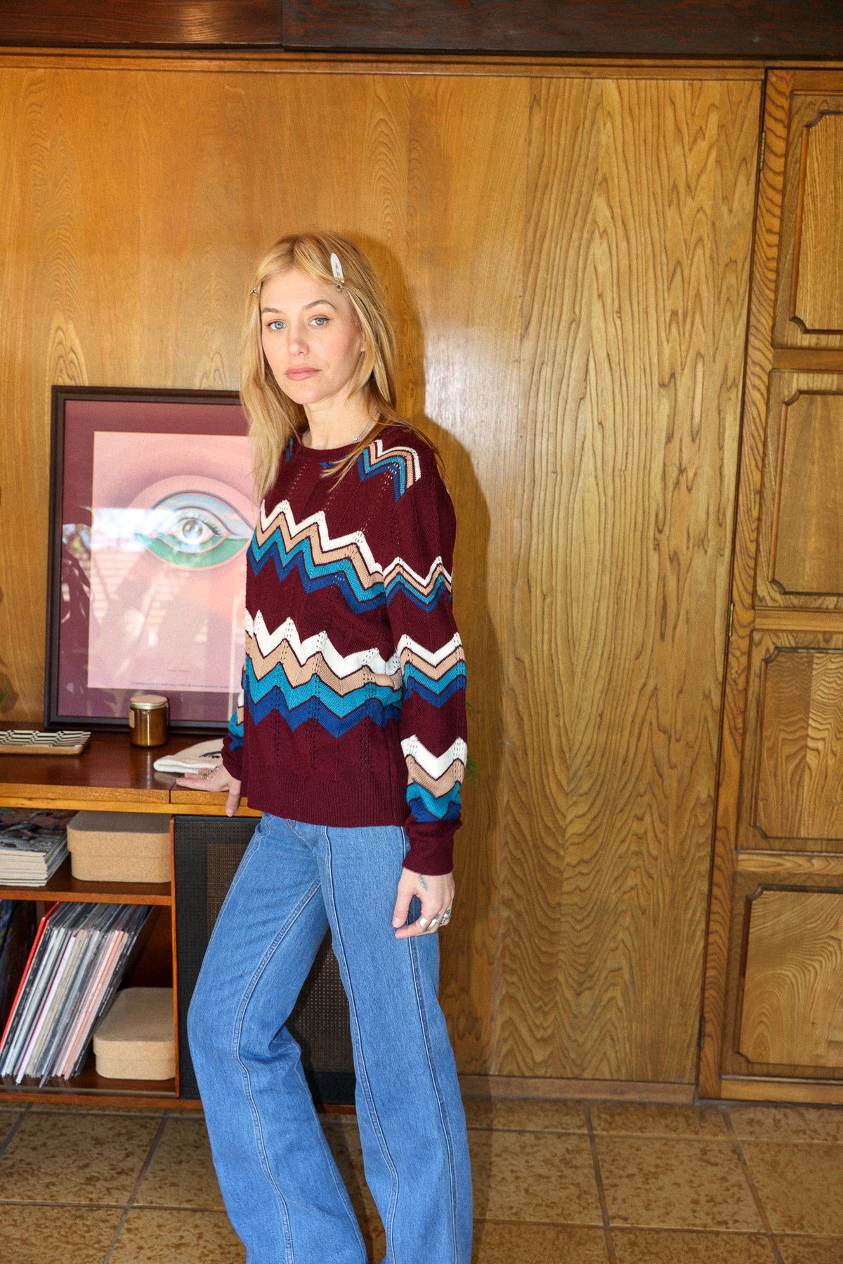 ziggy boyfriend sweater in plum