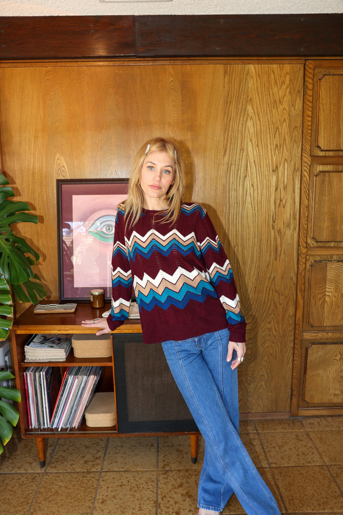 ziggy boyfriend sweater in plum
