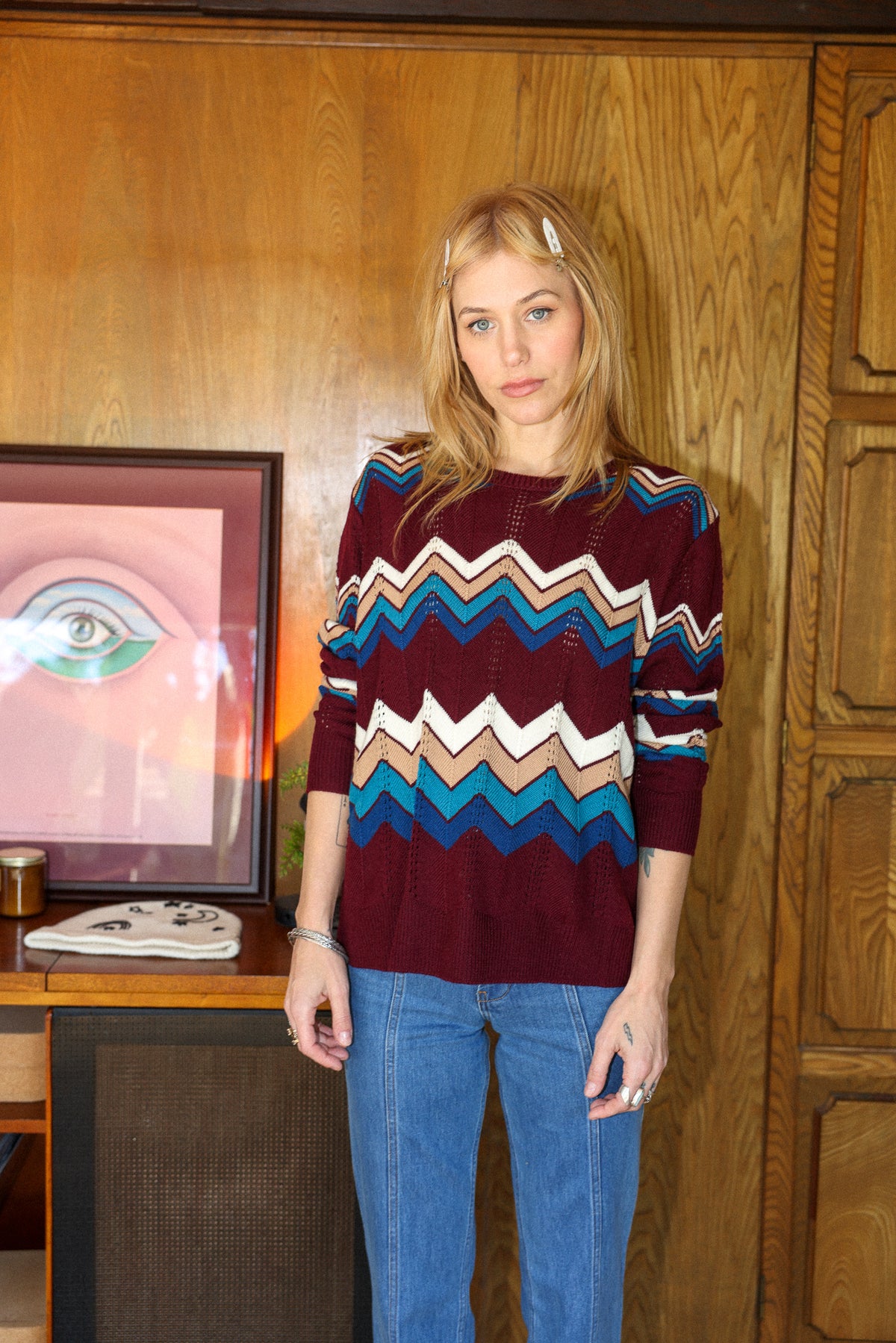 ziggy boyfriend sweater in plum