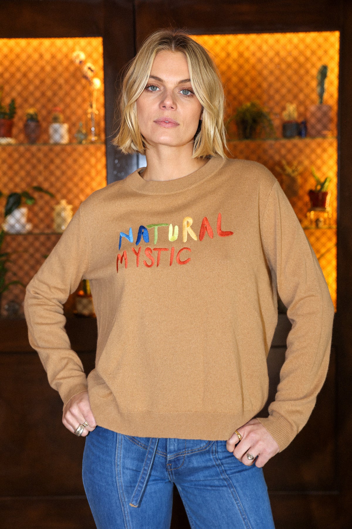 natural mystic sweater in camel FINAL SALE