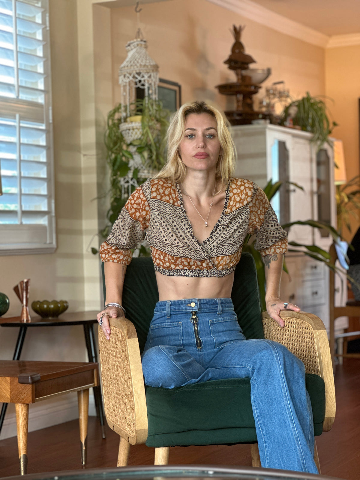 Stone Free top in gold FINAL SALE