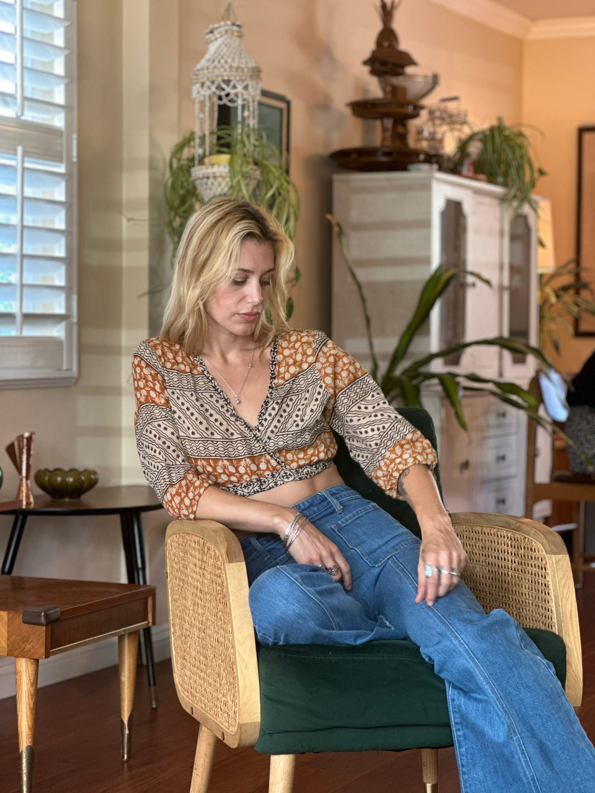 Stone Free top in gold FINAL SALE
