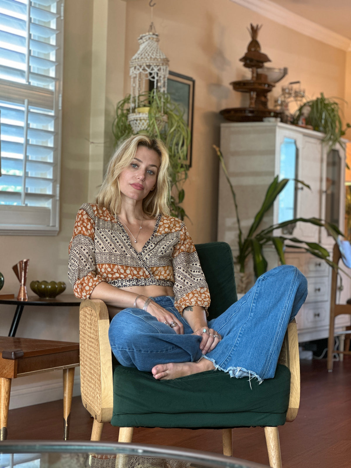 Stone Free top in gold FINAL SALE