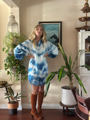
                  
                    Shibori Sky silk dress
                  
                