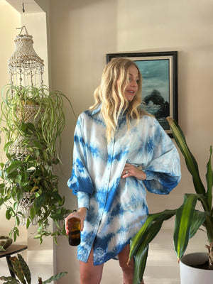 
                  
                    Shibori Sky silk dress
                  
                