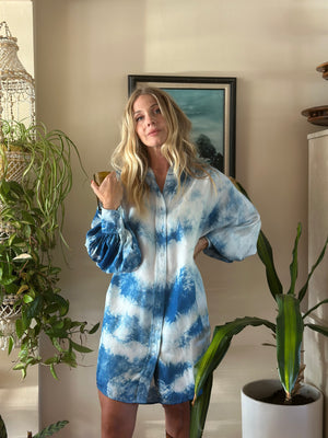 
                  
                    Shibori Sky silk dress
                  
                