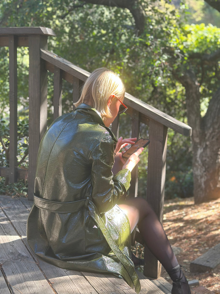 
                  
                    Nouvelle Vague trench in olive
                  
                