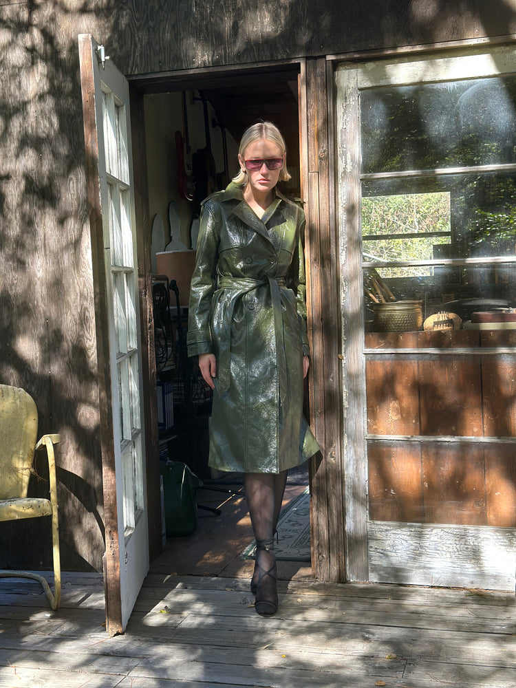 
                  
                    Nouvelle Vague trench in olive
                  
                