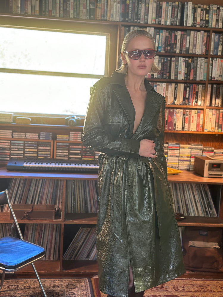 
                  
                    Nouvelle Vague trench in olive
                  
                