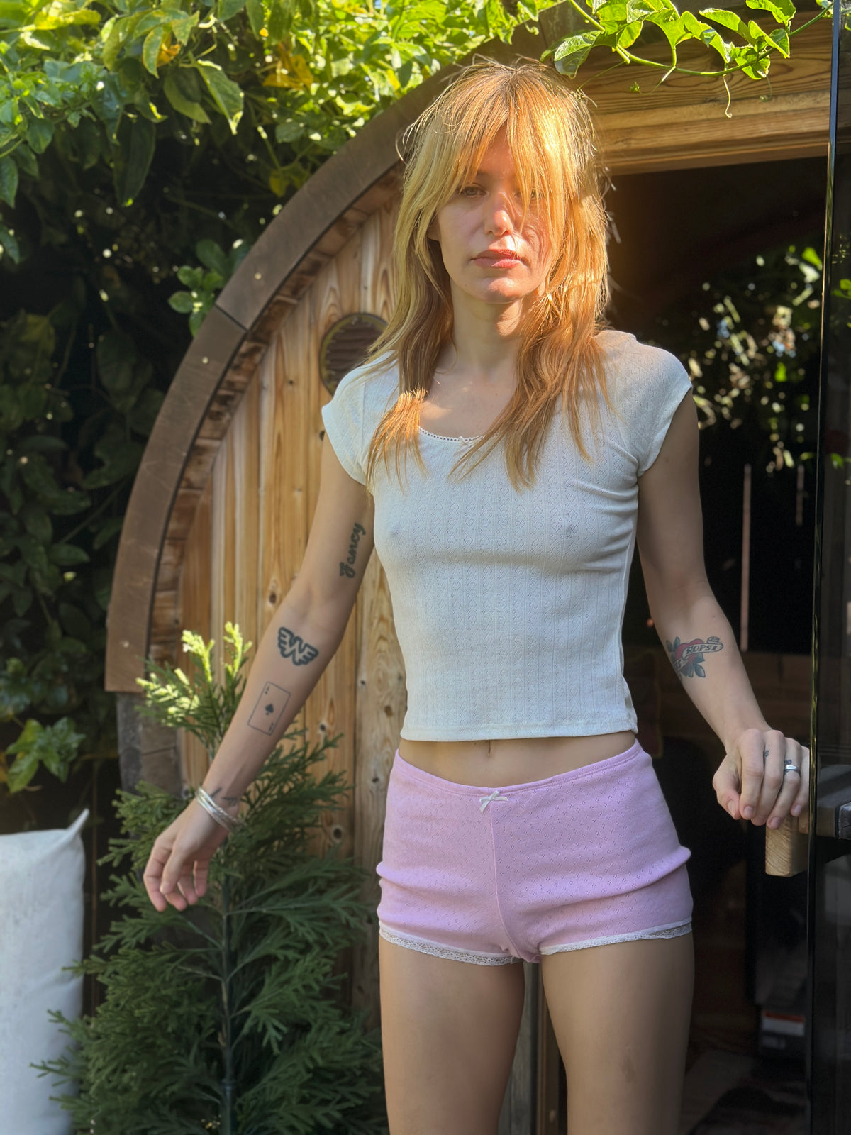 Sweetheart short in pale pink FINAL SALE