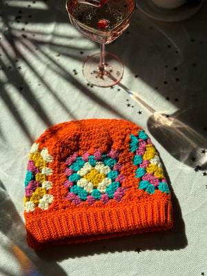 
                  
                    Folk Art Crochet beanie in tangerine
                  
                