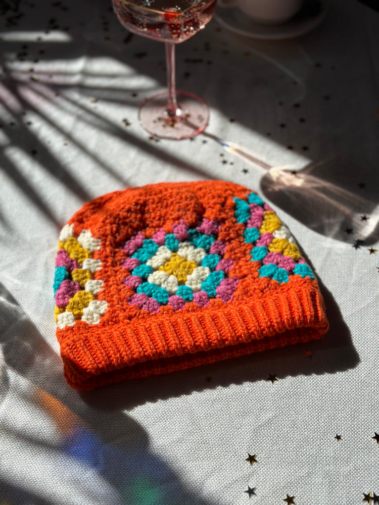 
                  
                    Folk Art Crochet beanie in tangerine
                  
                