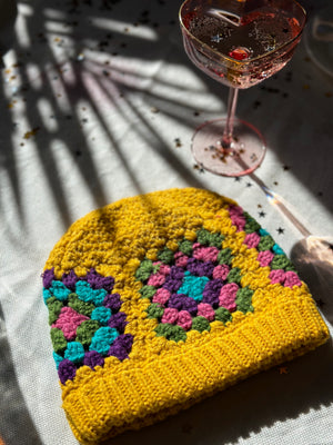 
                  
                    Folk Art Crochet beanie in mustard
                  
                