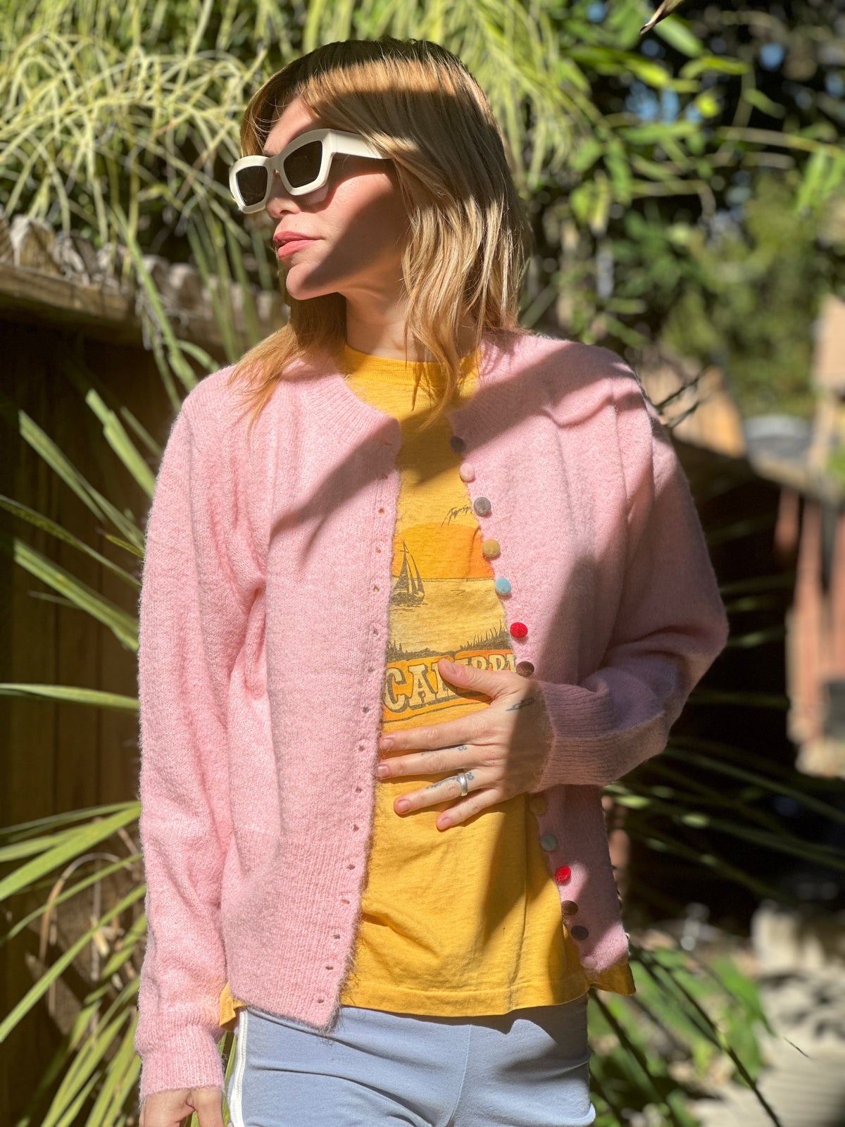 Good Day Sunshine cardigan in pale pink FINAL SALE