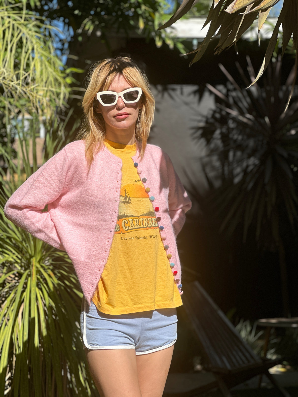 Good Day Sunshine cardigan in pale pink FINAL SALE