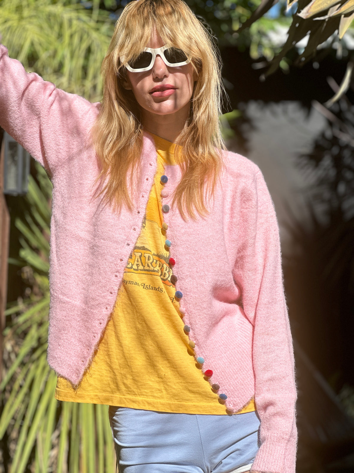Good Day Sunshine cardigan in pale pink FINAL SALE