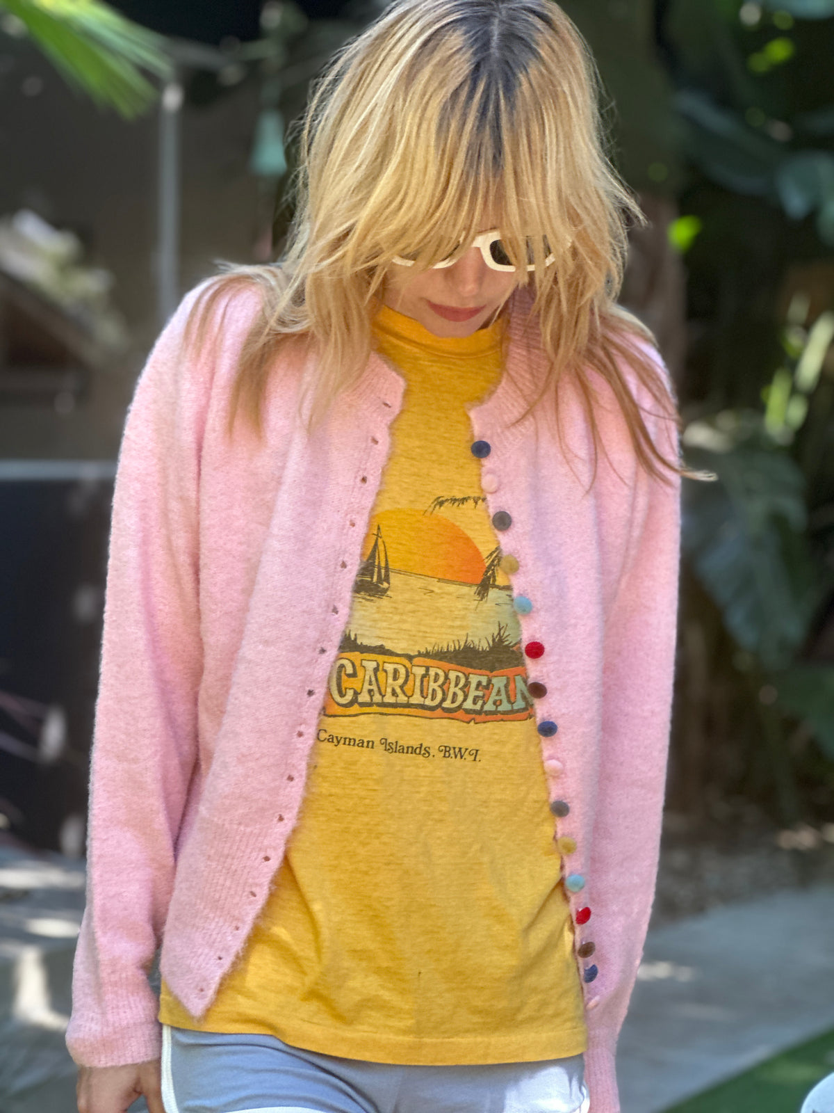 Good Day Sunshine cardigan in pale pink FINAL SALE
