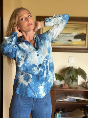 
                  
                    Shibori Sky silk blouse
                  
                