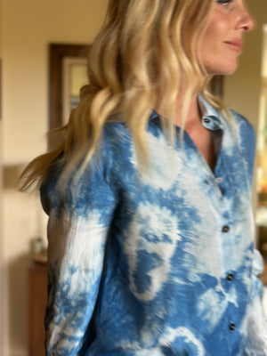 
                  
                    Shibori Sky silk blouse
                  
                