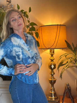 
                  
                    Shibori Sky silk blouse
                  
                
