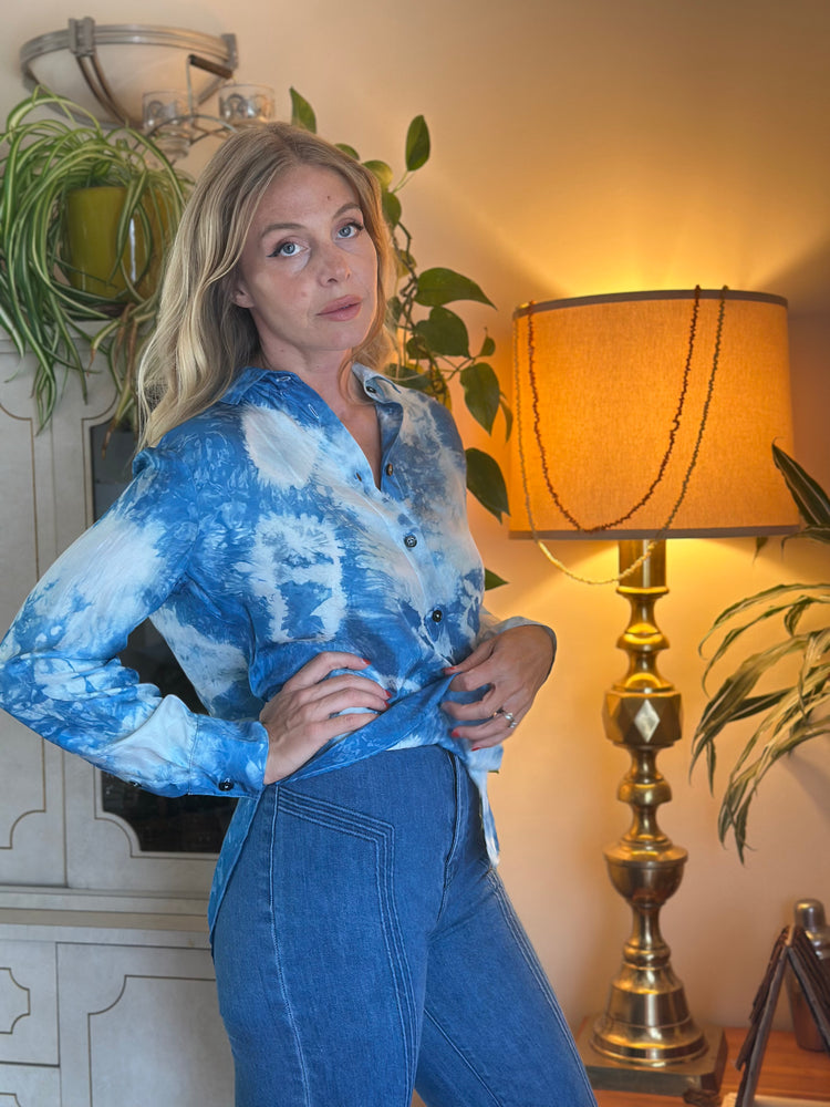 
                  
                    Shibori Sky silk blouse
                  
                