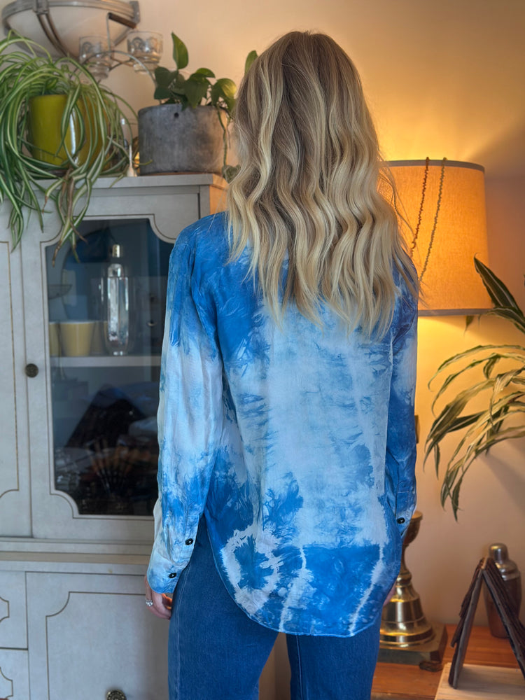 
                  
                    Shibori Sky silk blouse
                  
                
